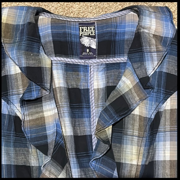 Free People Plaid Print Ruffled Blazer - Picture 2 of 4